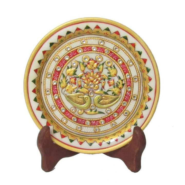 Floral Marble Plate Handicraft by Ecraft India | ArtZolo.com