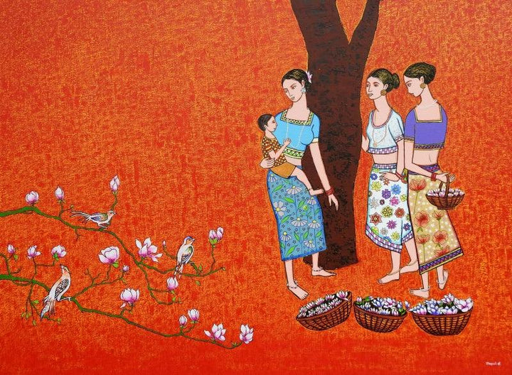 Flower Happiness Painting by Deepali S | ArtZolo.com