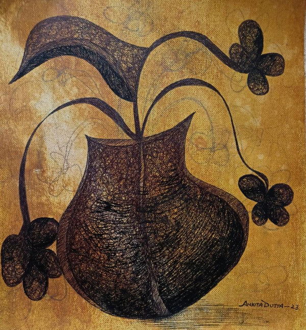 Flower Pot Painting by Ankita Dutta | ArtZolo.com