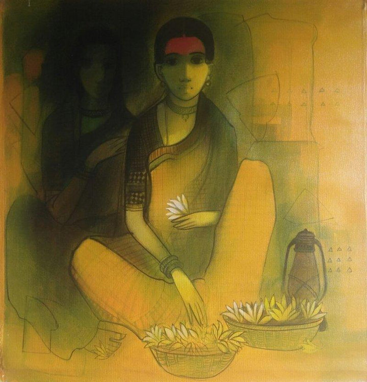 Flower Seller 2 Painting by Sachin Sagare | ArtZolo.com