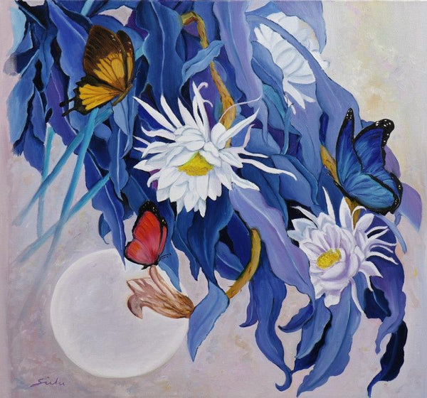 Flower With Butterfly 10 Painting by Sulakshana Dharmadhikari | ArtZolo.com