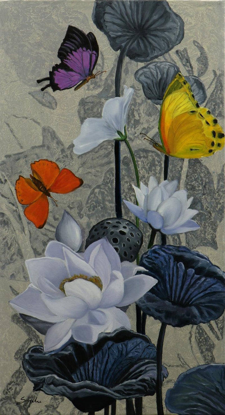 Flower With Butterfly 8 Painting by Sulakshana Dharmadhikari | ArtZolo.com