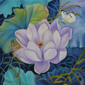 Nature oil painting titled 'Flower With butterfly', 18x18 inches, by artist Sulakshana Dharmadhikari on canvas