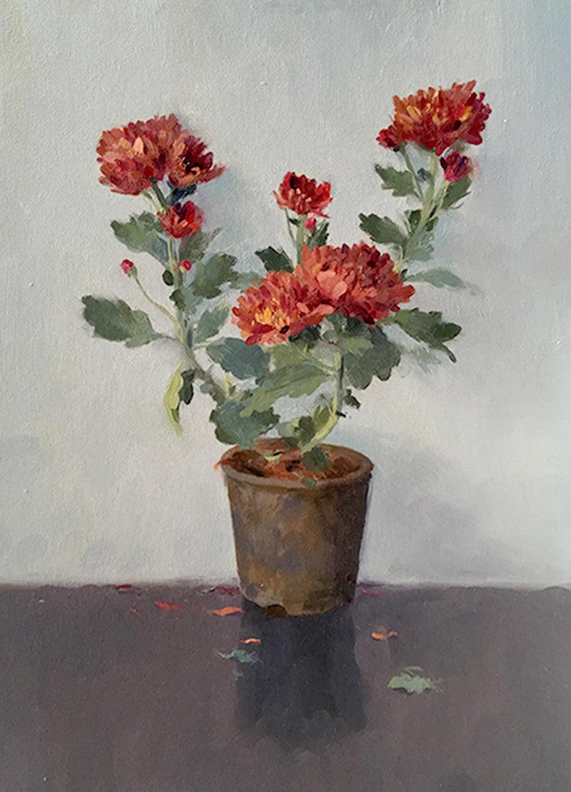 Still-life oil painting titled 'Flowers 2', 19x15 inches, by artist Paresh Thukrul on Canvas