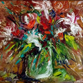 Nature oil painting titled 'Flowers 3', 10x10 inches, by artist Bahadur Singh on Canvas
