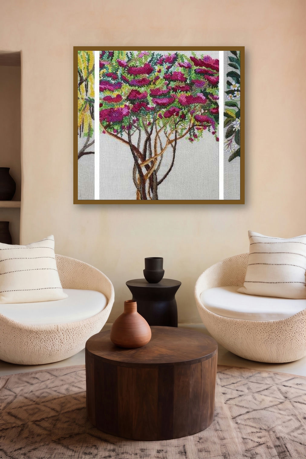 Flowers (Triptych of Trees) by artist Shatabdi Roy displayed in a Contemporary gallery