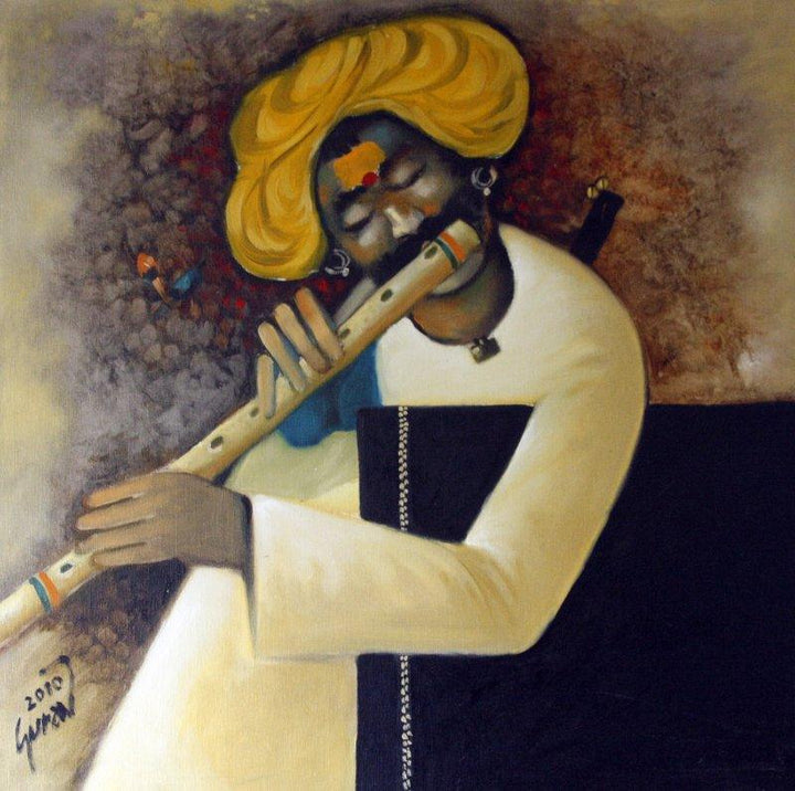 Flute Ii Painting by Raosaheb Gurav | ArtZolo.com