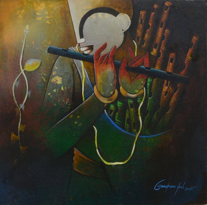 Flute Seller 2 Painting by Anupam Pal | ArtZolo.com