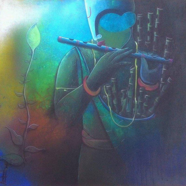 Flute Seller Painting by Anupam Pal | ArtZolo.com