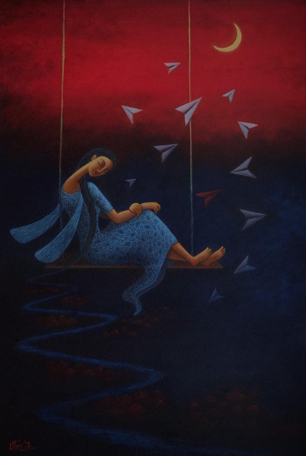 Flying Dreams Painting by Uttam Bhattacharya | ArtZolo.com
