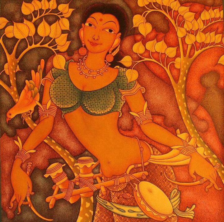 Folk Lady Painting by Manikandan Punnakkal | ArtZolo.com