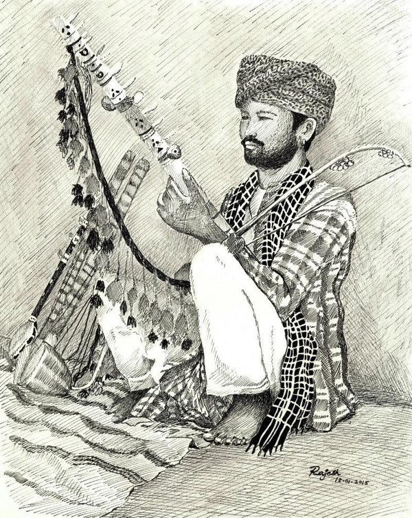 Folk Musician Of Rajasthan Drawing by Guru Rajesh | ArtZolo.com