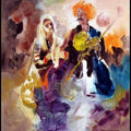 Figurative acrylic painting titled 'Folk Musicians', 48x42 inches, by artist Kariyappa Hanchinamani on Canvas