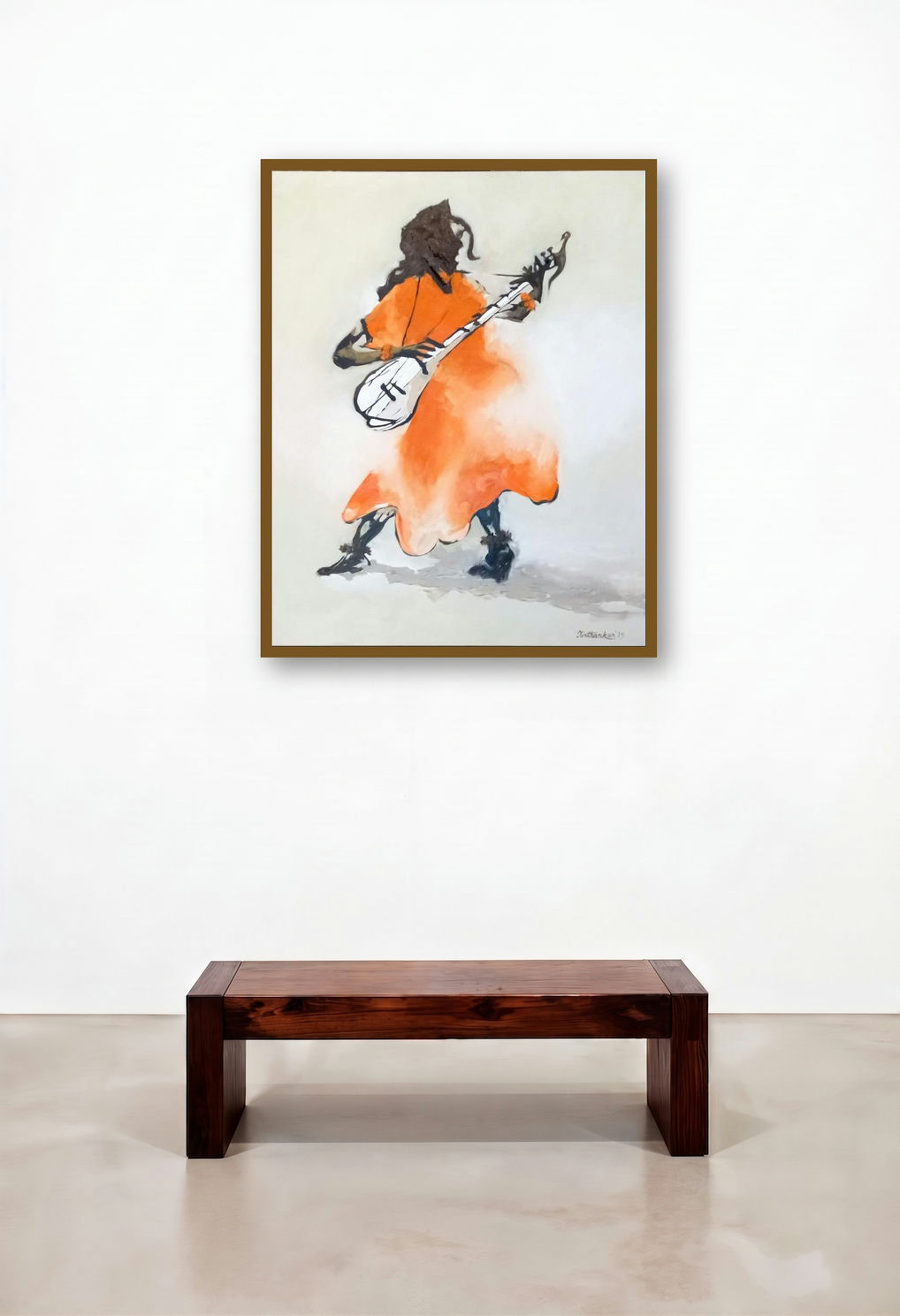 Folk Singer (Urban Jungle) by artist Tirthankar Biswas displayed in a Contemporary Family Room