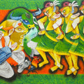 Figurative acrylic painting titled 'Folk dance 11', 48x72 inches, by artist Uttam Manna on Canvas