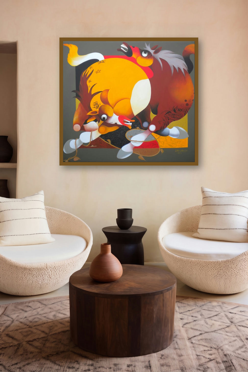 Force (Joyful Frolic) by artist Uttam Manna displayed in a Luxury gallery