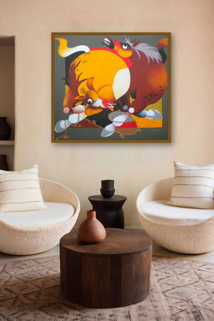 Force (Joyful Frolic) by artist Uttam Manna displayed in a Luxury gallery
