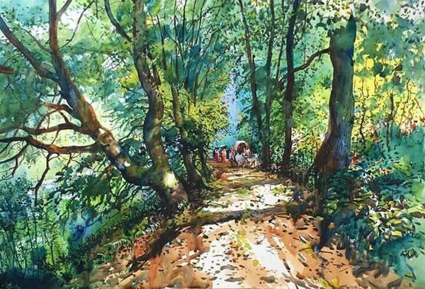 Forest Scene Painting by Bijay Biswaal | ArtZolo.com