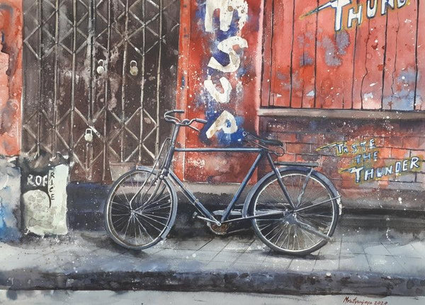 Forgotten Bicycle And Old Wall Painting by Mrutyunjaya Dash | ArtZolo.com