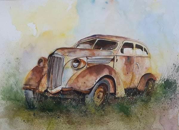Forgotten Rusted Old Truck Painting by Mrutyunjaya Dash | ArtZolo.com