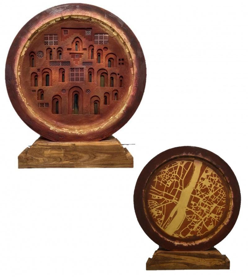 Landscape sculpture titled 'Fort', 36x36x12 inches, by artist Sangam Vankhade on Mixedmedia