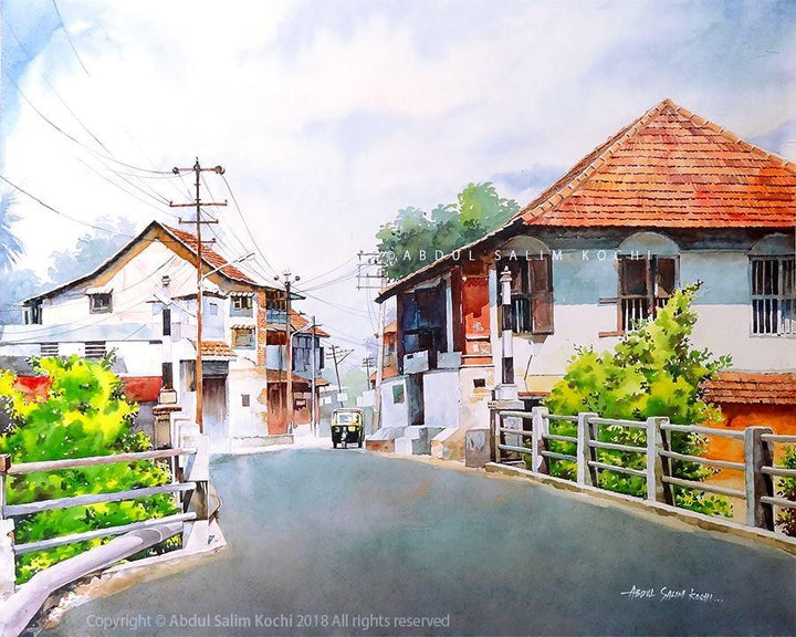 Fort Kochi Street Painting by Abdul Salim | ArtZolo.com