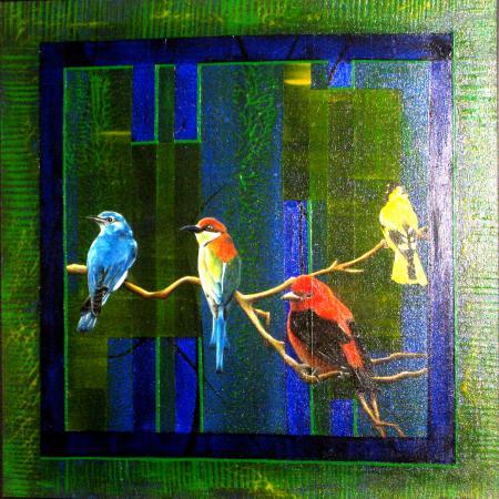 Four Birds Painting by Parul V Mehta | ArtZolo.com