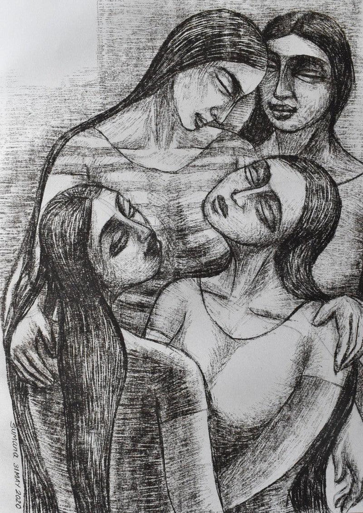 Four Friends Drawing by Sumana Nath De | ArtZolo.com