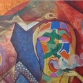contemporary mixed media painting titled 'Freedom', 48x84 inches, by artist Rajesh Yadav on mixed media