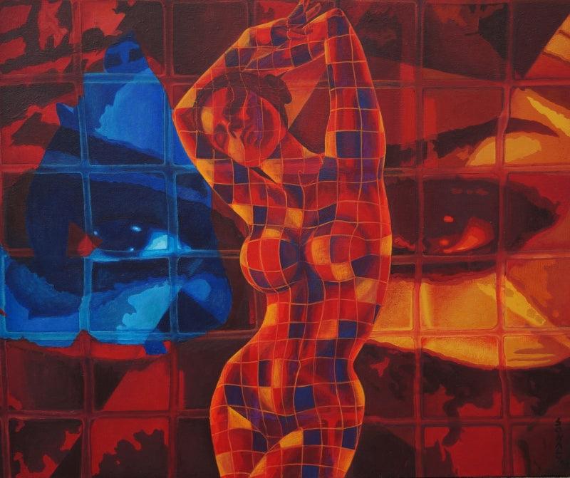 Figurative acrylic painting titled 'Freedom', 30x36 inches, by artist Sonaly Gandhi on Canvas