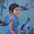 Figurative acrylic painting titled 'Freedom', 36x36 inches, by artist Ramesh Das on Canvas