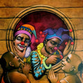Figurative acrylic painting titled 'Friends 2', 40x39 inches, by artist Apet Pramod on Canvas