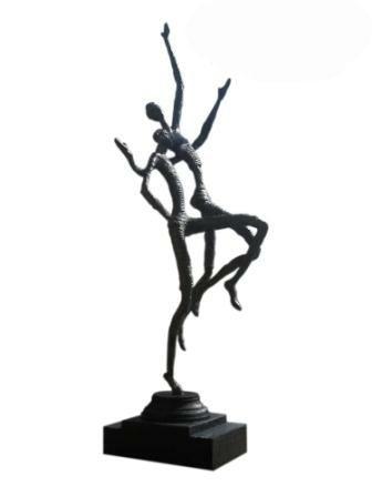 Figurative sculpture titled 'Friends', 30x10x8 inches, by artist Prasad Talekar on Bronze