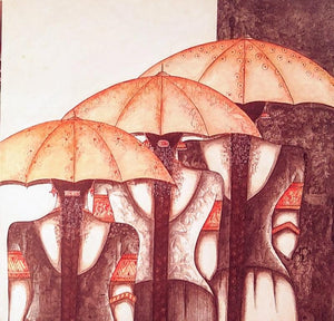 Figurative acrylic painting titled 'Friends', 24x24 inches, by artist Kappari Kishan on Canvas
