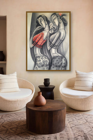 Friends (A Delicate Offering) by artist Ramesh Pachpande displayed in a Minimalist gallery