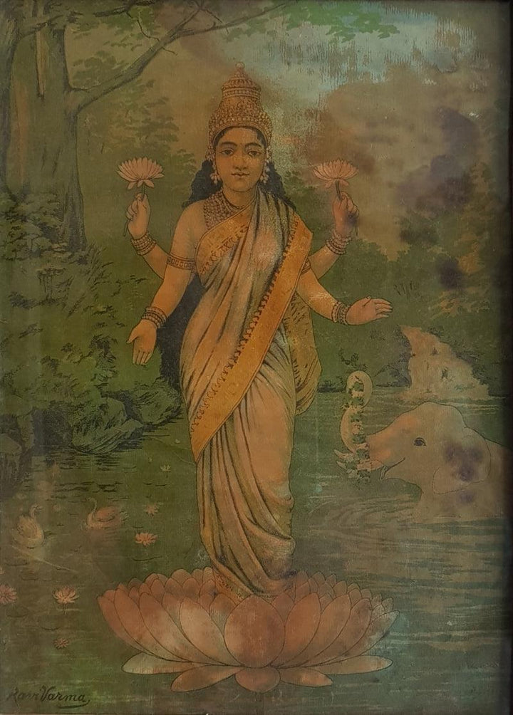 Gajalakshmi Painting by Raja Ravi Varma | ArtZolo.com