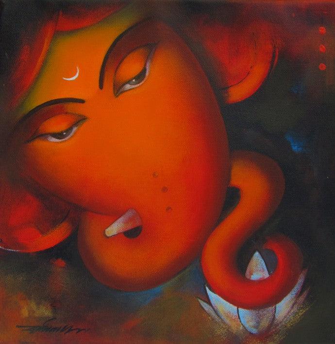 Ganadhipati Ganesha Painting by Somnath Bothe | ArtZolo.com