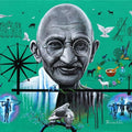 contemporary acrylic painting titled 'Gandhi', 36x48 inches, by artist Rawindra Das on Canvas
