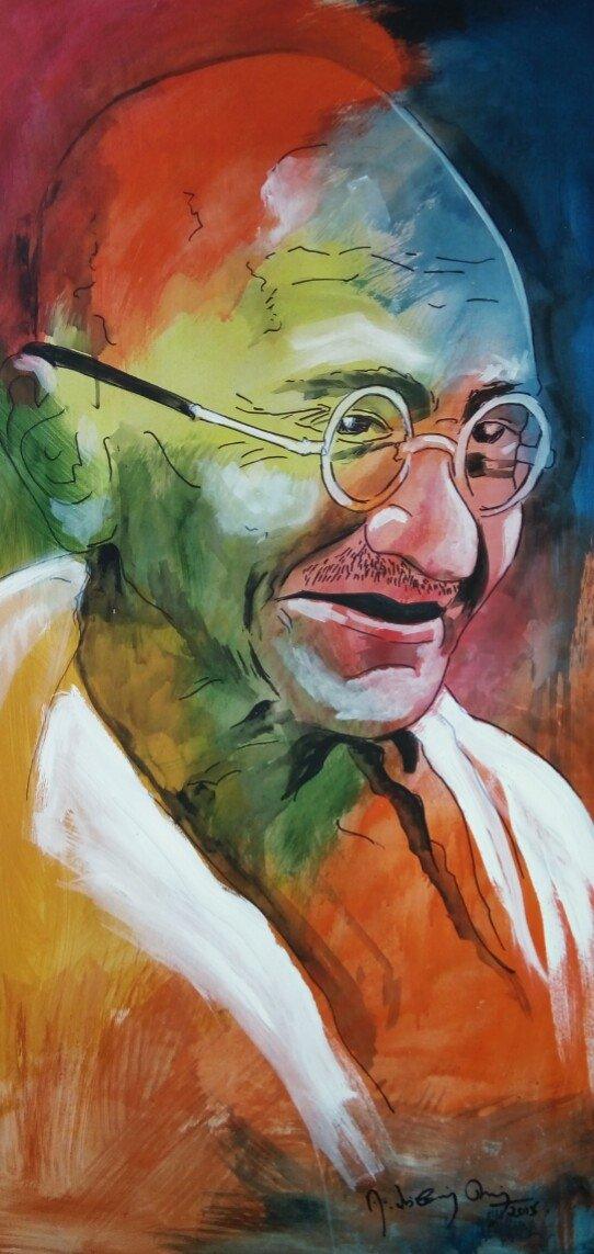 Gandhi Painting by Vignesh Kumar | ArtZolo.com