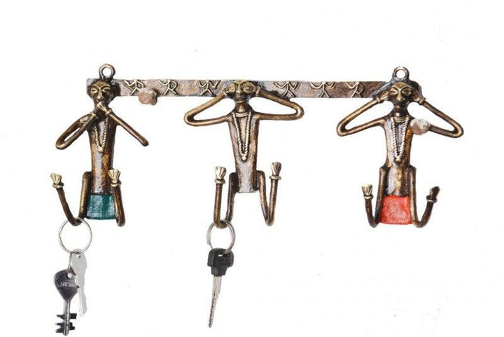 Gandhis Three Monkey Key Hanger Handicraft by Bhansali Art | ArtZolo.com