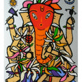 Religious reverse serigraph painting titled 'Ganesh 2', 48x40 inches, by artist Madhvi Parekh on Acrylic