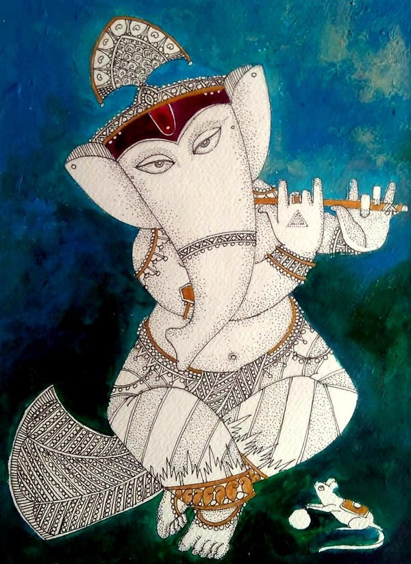Ganesh 3 Painting by Samik De | ArtZolo.com