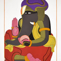 Religious serigraphs painting titled 'Ganesh 3', 40x30 inches, by artist Thota Vaikuntam on Paper