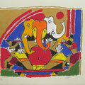 Religious serigraphs painting titled 'Ganesh', 22x28 inches, by artist M. F. Husain on Paper