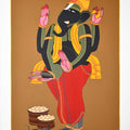 Religious serigraphs painting titled 'Ganesh', 40x30 inches, by artist Thota Vaikuntam on Paper