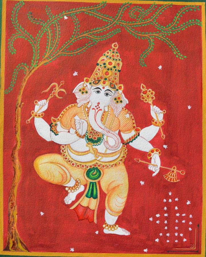 Ganesh Dancing Infront Of Sivalinga Painting by Radhika Ulluru | ArtZolo.com