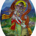 Religious acrylic painting titled 'Ganesha 1', 17x12 inches, by artist Apet Pramod on Canvas