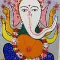 Religious acrylic painting titled 'Ganesha 1', 48x36 inches, by artist Manu Parekh on Canvas