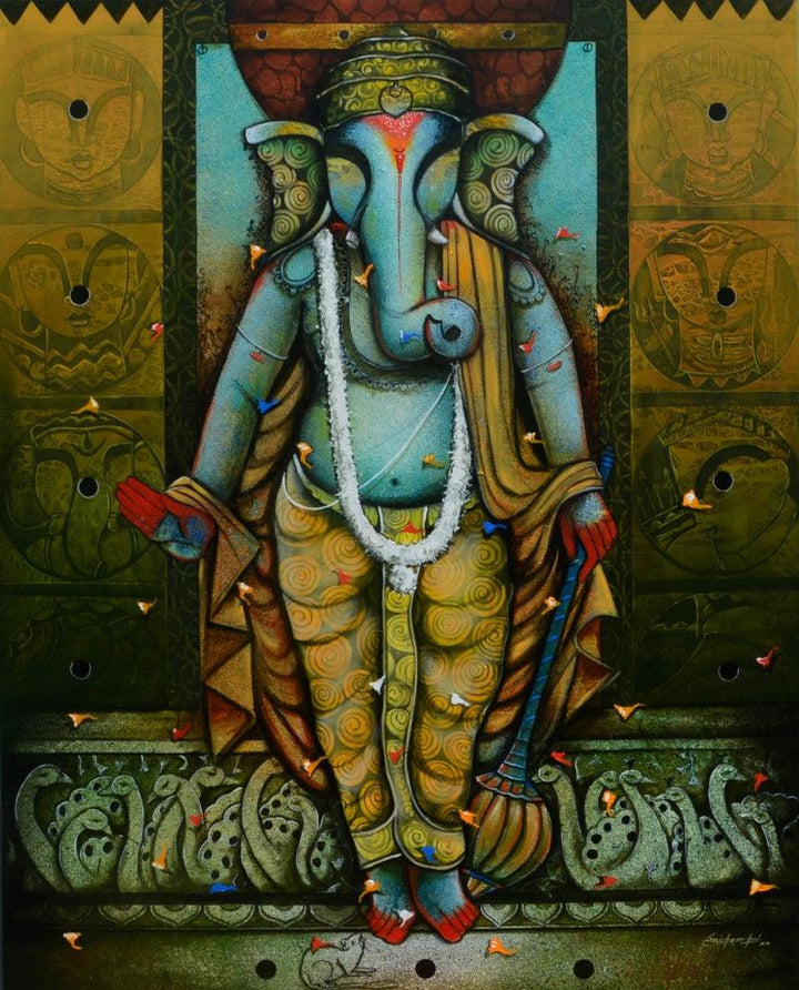 Ganesha 21 Painting by Anupam Pal | ArtZolo.com