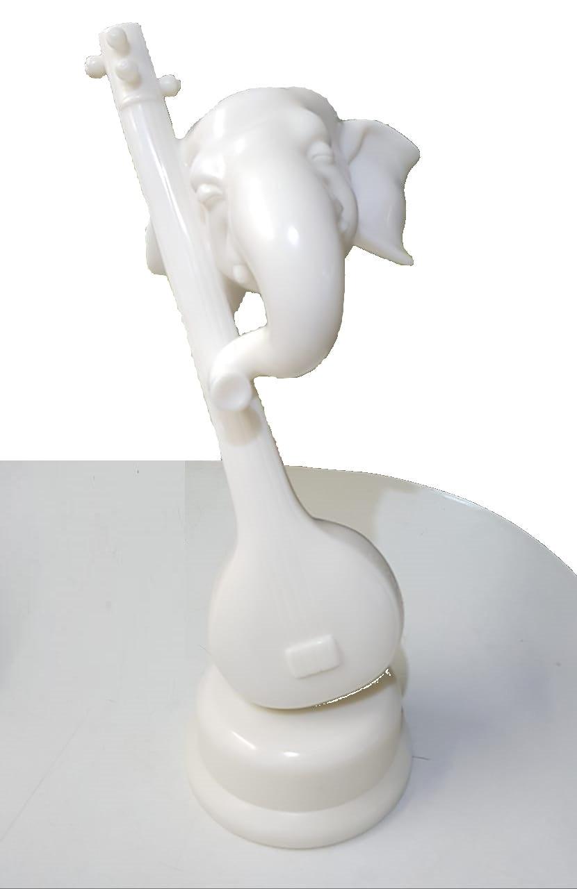 Religious sculpture titled 'Ganesha 3', 11x6x4 inches, by artist Vinayak Rampure on Polystone, Marble